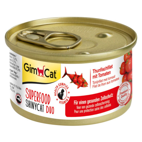GimCat Superfood ShinyCat Duo tuňákový filet s rajčaty 24 × 70 g