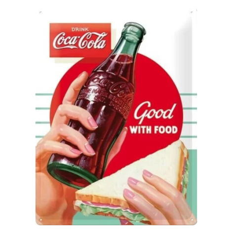 Plechová cedule Coca-Cola - Good with Food, (30 x 40 cm) POSTERSHOP