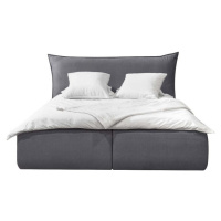 Tmavě šedá čalouněná dvoulůžková postel s úložným prostorem s roštem 160x200 cm Jade – Bobochic 