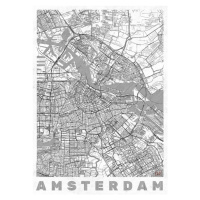 Mapa Amsterdam, Hubert Roguski, 30 × 40 cm