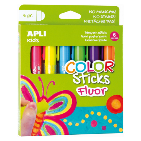 APLI temperové barvy suché, 6 ks, mix neonových barev