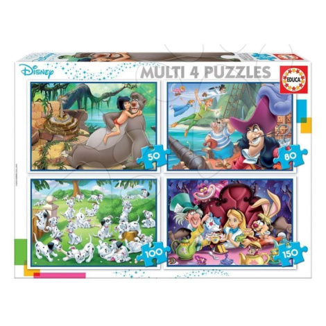 Puzzle Multi 4 Disney Educa 50-80-100-150 dílků od 5 let