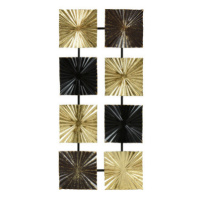 Kovová nástěnná dekorace 3D čtverce, zlato-černá