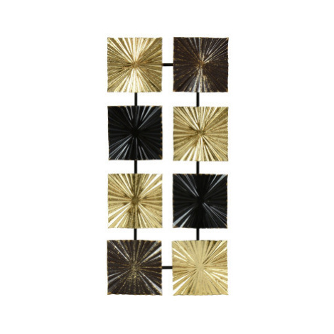 Kovová nástěnná dekorace 3D čtverce, zlato-černá Asko