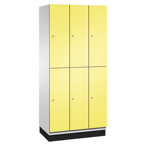 C+P Skříň s boxy CAMBIO s tyčí na oděvy, 6 boxů, korpus světlý šedý / dveře sírové žluté, šířka 