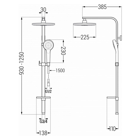 MEXEN/S Q05 černá sprchový sloup 798050595-70