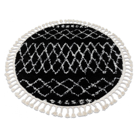 Dywany Lusczow Kulatý shaggy koberec BERBER ETHNIC G3802 černý