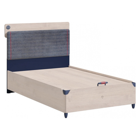 Velká postel s úložným prostorem 120x200cm lincoln - dub/tmavě modrá