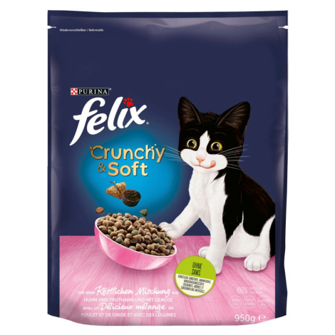 FELIX Crunchy & Soft Junior s kuřecím masem a zeleninou 4 × 950 g