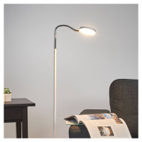 Lindby Stojací lampa Lindby LED Milow, bílá, výška 140 cm, nožní spínač
