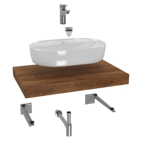 Koupelnová sestava Siko s deskou pod umyvadlo Dolce 80x8x50 cm dub charleston KSETDO4 HANSGROHE