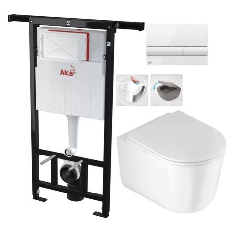 Předstěnový instalační systém s bílým tlačítkem M1710 + WC DEANTE Jasmin se sedátkem RIMLESS /VÍ Alcaplast