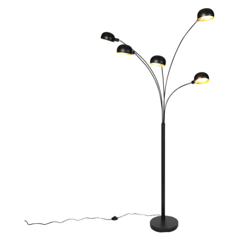 Designová stojací lampa, černá, 5 světel, šedesátá léta QAZQA