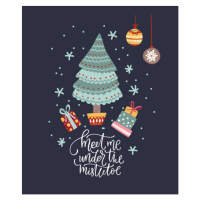 Ilustrace Christmas vector cartoon mouse in a flat style., trigubova, 33.3 × 40 cm