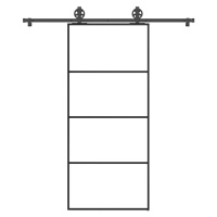 vidaXL Posuvné dveře s kováním 90x205 cm ESG sklo a hliník