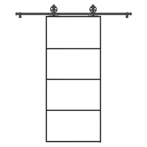 vidaXL Posuvné dveře s kováním 90x205 cm ESG sklo a hliník