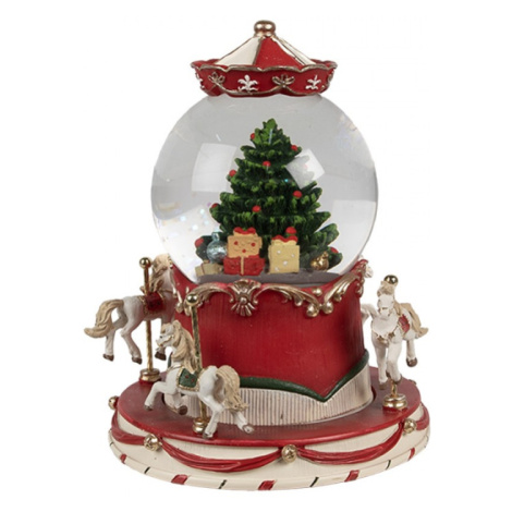 Vánoční sněhová koule / sněžítko ve tvaru kolotoče – 14x19 cm Clayre & Eef