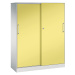 C+P Skříň s posuvnými dveřmi ASISTO, výška 1617 mm, šířka 1200 mm, světlá šedá/sírová žlutá