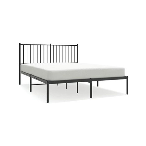 SHUMEE Kovový rám postele s čelem černý, 140 × 200 cm