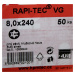 RAPI-TEC VG 8x240mm- válcová hlava, T40, žlutý / bílý, plný závit