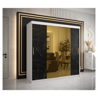 Šatní skříň Abi Golden T1 Barva korpusu: Bílá, Rozměry: 200 cm, Dveře: Černý Marmur + zlaté zrca