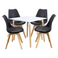 Jídelní SET stůl FARUK 80 x 80 cm + 4 židle TALES, bílá/černá
