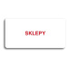Accept Piktogram "SKLEPY" (160 × 80 mm) (bílá tabulka - barevný tisk bez rámečku)