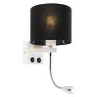 Moderní nástěnná lampa bílá s černým odstínem - Brescia