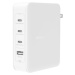 Belkin 140W 4-portová USB-C Power Delivery GaN PPS nabíječka s UK, EU, US) adaptéry, bílá