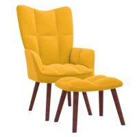 Relaxační křeslo se stoličkou hořčicově žluté samet, 328069