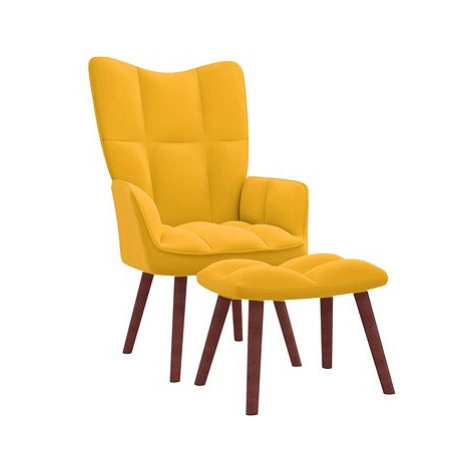 Relaxační křeslo se stoličkou hořčicově žluté samet, 328069 SHUMEE