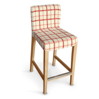 Dekoria Potah na barovou židli Hendriksdal , krátký, režný podklad,červená mřížka, potah na židl