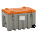 CEMO Univerzální box z polyetylenu, obsah 150 l, vozík, šedá / oranžová