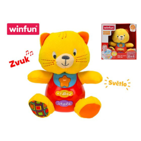 Kočička sedící na baterie se světlem a zvukem