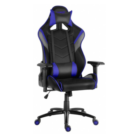 Herní židle RACING ZK-026 — PU kůže, černá / modrá, nosnost 130 kg