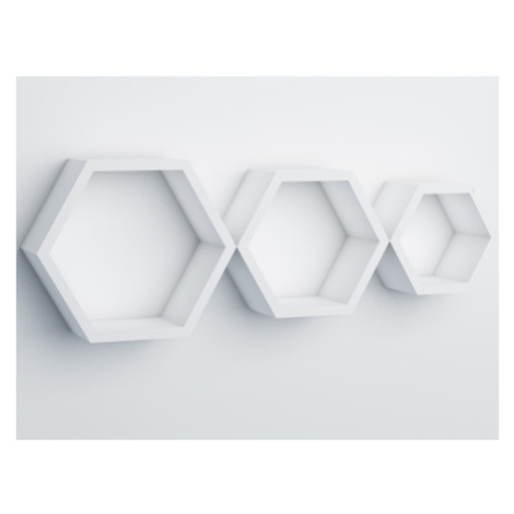 Sada 3 poliček Hexagon, bílé Asko