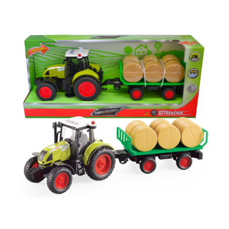 Farm service - Traktor s valníkem a balíky slámy 1:16 Sparkys