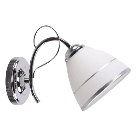 Chromová nástěnná lampa, sklo, bílé stínidlo, s vypínačem, Elotte CANDELLUX