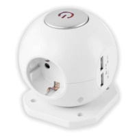 Power Ball 3 zásuvky Schuko 2 USB 1,5m bílý s vypínačem 3G1.5