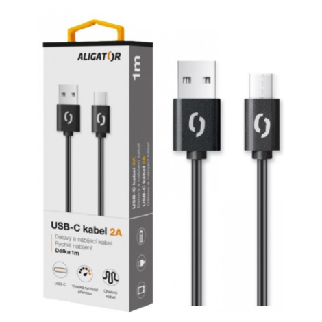 Datový a nabíjecí kabel ALIGATOR 2A, USB-C, 2m, black