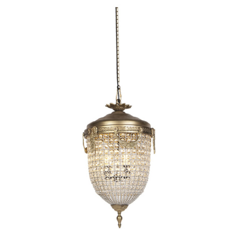 Art Deco závěsná lampa krystal se zlatem 40 cm - Cesar QAZQA