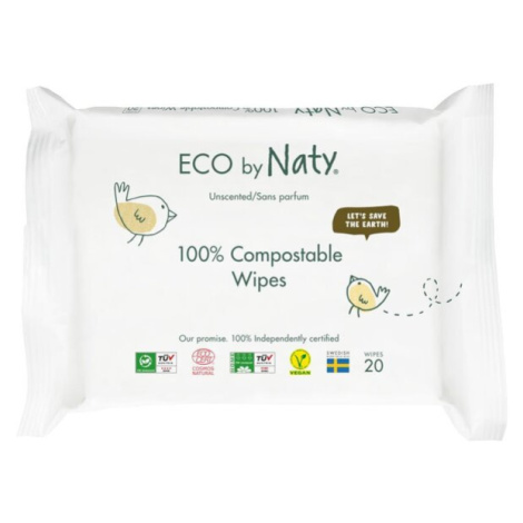 Eco Naty ECO vlhčené ubrousky Naty bez vůně - pro citlivou pokožku (20 ks) Eco by Naty