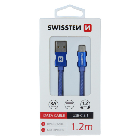 Datový kabel Swissten Textile USB/USB-C, 1,2m, blue