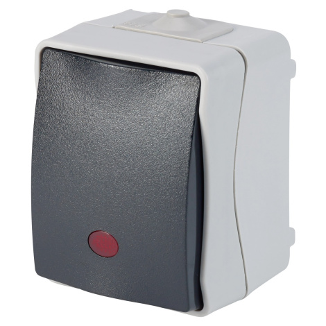 Ovládací spínač / přepínač do vlhkého prostředí IP44, šedý