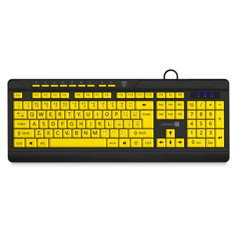 Connect IT For Health Contrast klávesnice s velkým fontem žlutá/černá