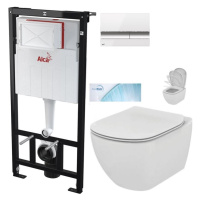 ALCADRAIN Sádromodul předstěnový instalační systém s bílým/ chrom tlačítkem M1720-1 + WC Ideal S
