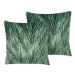BELIANI, Sada 2 sametových polštářů se vzorem listů 45 x 45 cm zelená DIASCIA, 307928