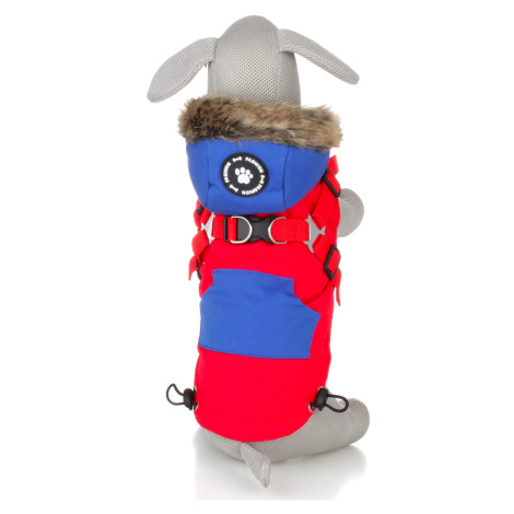 Vsepropejska Ronald zimní bunda pro psa s postrojem Barva: Červená, Délka zad (cm): 38, Obvod hr
