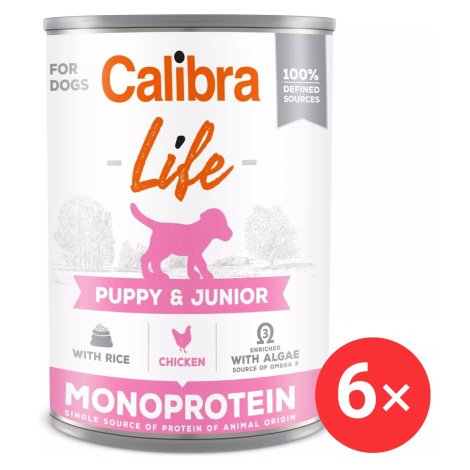 Calibra Dog Life konzerva pro štěňata a juniory s kuřecím a rýží 6 × 400 g