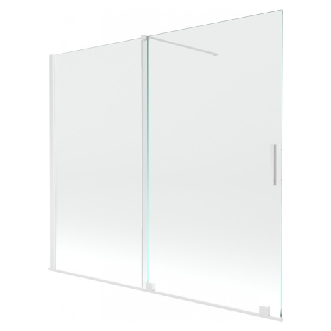 MEXEN/S Velar Dvoukřídlá posuvná vanová zástěna 180 x 150 cm, transparent, bílá 896-180-000-01-2